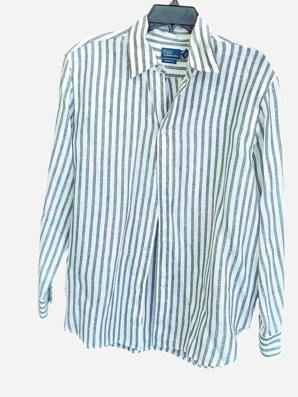 Polo by Ralph Lauren Women's Green & White Stripe Button-Up Shirt - Picture 3 of 8